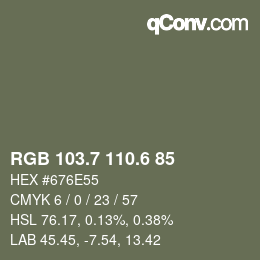カラーコード: RGB 103.7 110.6 85 | qconv.com