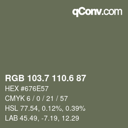 カラーコード: RGB 103.7 110.6 87 | qconv.com