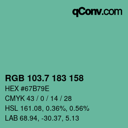 カラーコード: RGB 103.7 183 158 | qconv.com