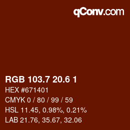 カラーコード: RGB 103.7 20.6 1 | qconv.com