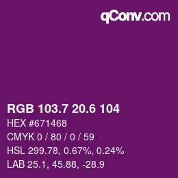 カラーコード: RGB 103.7 20.6 104 | qconv.com