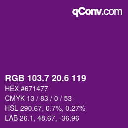 カラーコード: RGB 103.7 20.6 119 | qconv.com