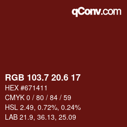 カラーコード: RGB 103.7 20.6 17 | qconv.com