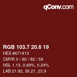 カラーコード: RGB 103.7 20.6 19 | qconv.com