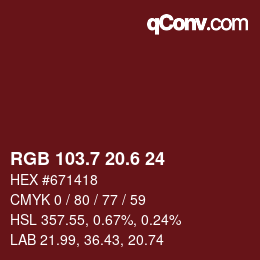 カラーコード: RGB 103.7 20.6 24 | qconv.com