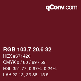カラーコード: RGB 103.7 20.6 32 | qconv.com