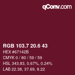 カラーコード: RGB 103.7 20.6 43 | qconv.com