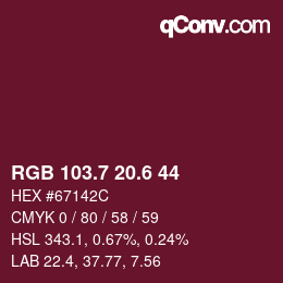 カラーコード: RGB 103.7 20.6 44 | qconv.com