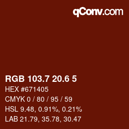 カラーコード: RGB 103.7 20.6 5 | qconv.com
