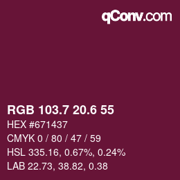 カラーコード: RGB 103.7 20.6 55 | qconv.com