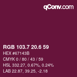 カラーコード: RGB 103.7 20.6 59 | qconv.com