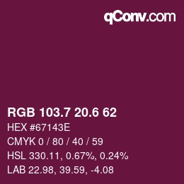 カラーコード: RGB 103.7 20.6 62 | qconv.com