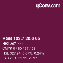 カラーコード: RGB 103.7 20.6 65 | qconv.com