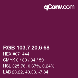 カラーコード: RGB 103.7 20.6 68 | qconv.com