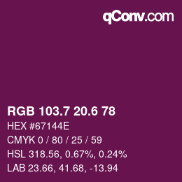 カラーコード: RGB 103.7 20.6 78 | qconv.com