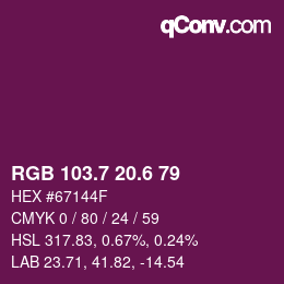 カラーコード: RGB 103.7 20.6 79 | qconv.com