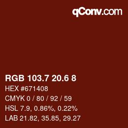 カラーコード: RGB 103.7 20.6 8 | qconv.com