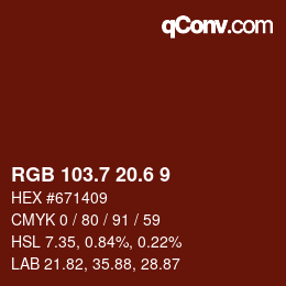 カラーコード: RGB 103.7 20.6 9 | qconv.com