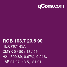 カラーコード: RGB 103.7 20.6 90 | qconv.com