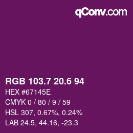 カラーコード: RGB 103.7 20.6 94 | qconv.com