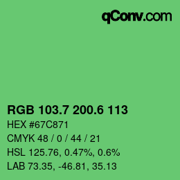 カラーコード: RGB 103.7 200.6 113 | qconv.com
