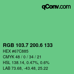 カラーコード: RGB 103.7 200.6 133 | qconv.com