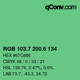 カラーコード: RGB 103.7 200.6 134 | qconv.com