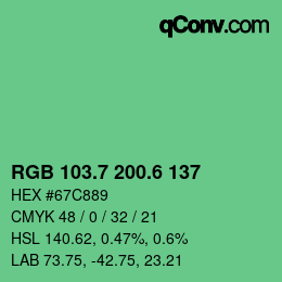 カラーコード: RGB 103.7 200.6 137 | qconv.com