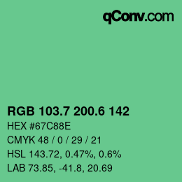 カラーコード: RGB 103.7 200.6 142 | qconv.com