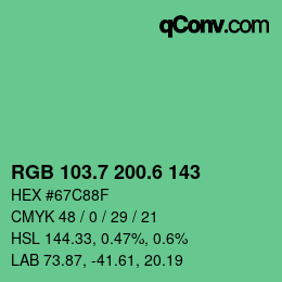 カラーコード: RGB 103.7 200.6 143 | qconv.com