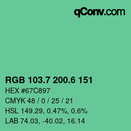 カラーコード: RGB 103.7 200.6 151 | qconv.com