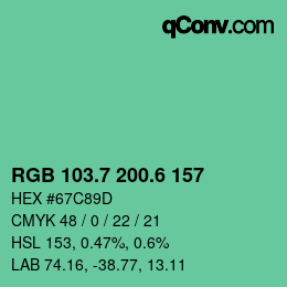 カラーコード: RGB 103.7 200.6 157 | qconv.com