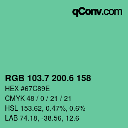 カラーコード: RGB 103.7 200.6 158 | qconv.com
