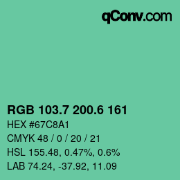 カラーコード: RGB 103.7 200.6 161 | qconv.com