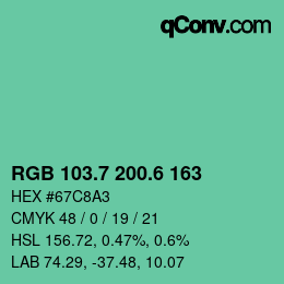 カラーコード: RGB 103.7 200.6 163 | qconv.com