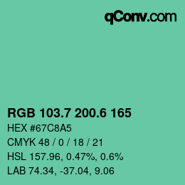カラーコード: RGB 103.7 200.6 165 | qconv.com