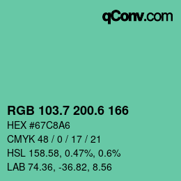 カラーコード: RGB 103.7 200.6 166 | qconv.com