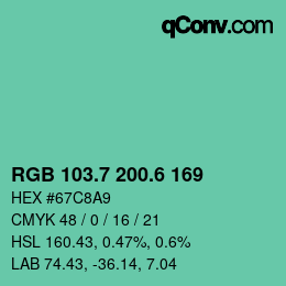 カラーコード: RGB 103.7 200.6 169 | qconv.com