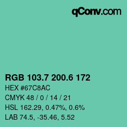カラーコード: RGB 103.7 200.6 172 | qconv.com