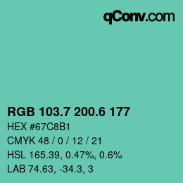 カラーコード: RGB 103.7 200.6 177 | qconv.com