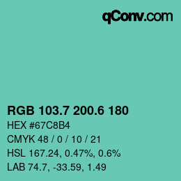 カラーコード: RGB 103.7 200.6 180 | qconv.com