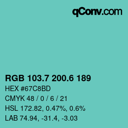 カラーコード: RGB 103.7 200.6 189 | qconv.com