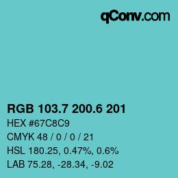 カラーコード: RGB 103.7 200.6 201 | qconv.com