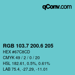 カラーコード: RGB 103.7 200.6 205 | qconv.com