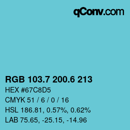 カラーコード: RGB 103.7 200.6 213 | qconv.com