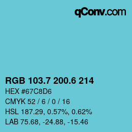 カラーコード: RGB 103.7 200.6 214 | qconv.com