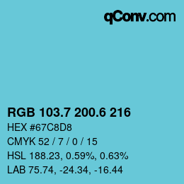 カラーコード: RGB 103.7 200.6 216 | qconv.com