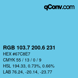 カラーコード: RGB 103.7 200.6 231 | qconv.com