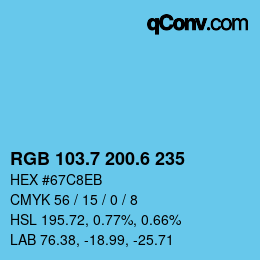 カラーコード: RGB 103.7 200.6 235 | qconv.com