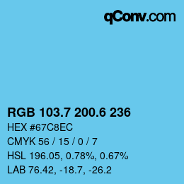 カラーコード: RGB 103.7 200.6 236 | qconv.com